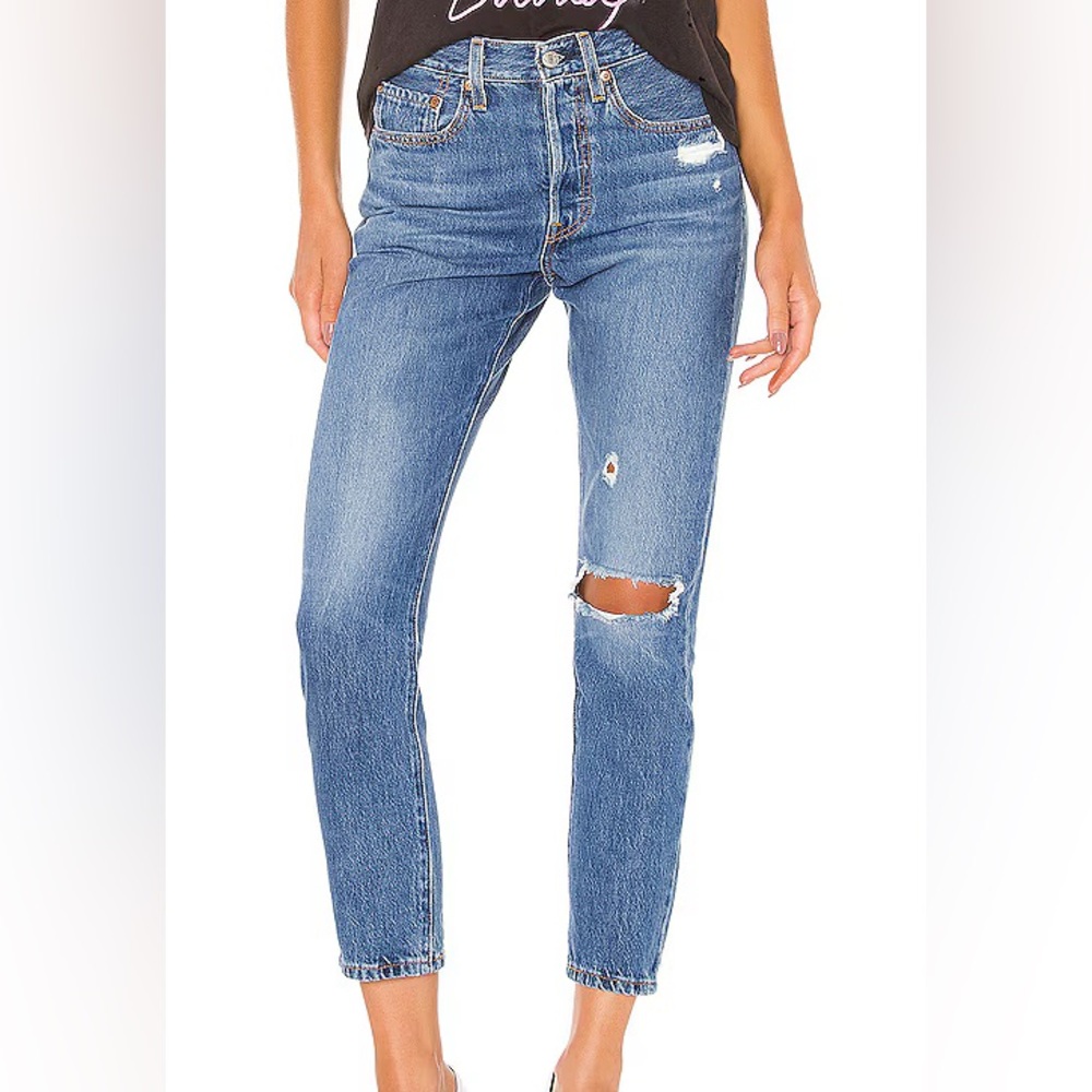 Levi's Premium 501's High Rise Jeans Ripped Size 28 x 28 Minimalist‎ Streetwear